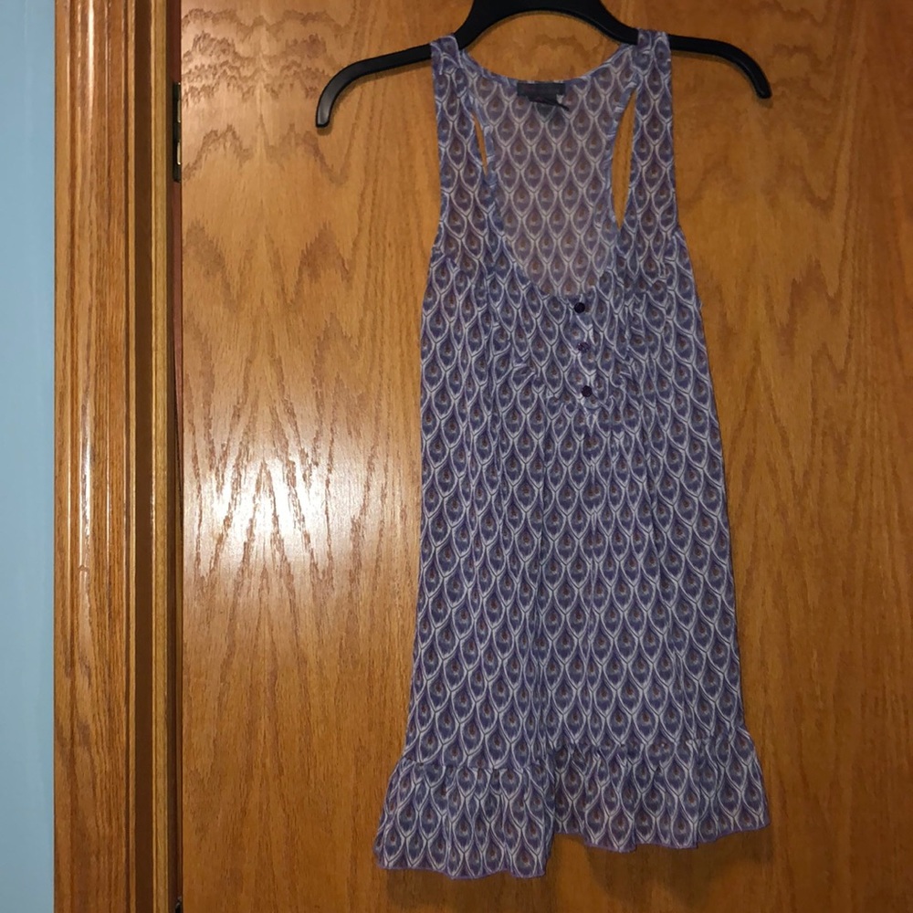 Purple peacock feather patterned tank top